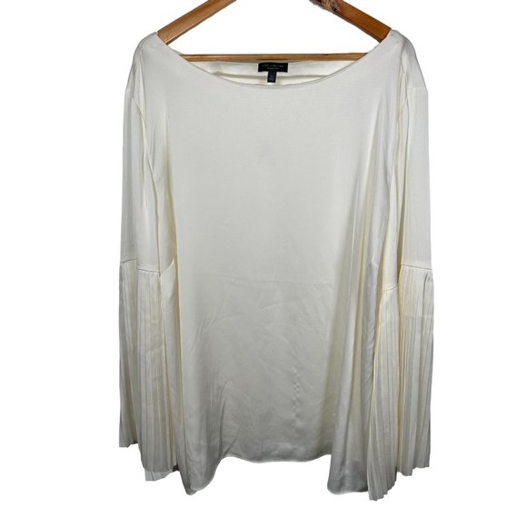 The Limited Collection 3X Blouse Top Womens Cream Angel Sleeves Flowy Poly Spand - Picture 3 of 16